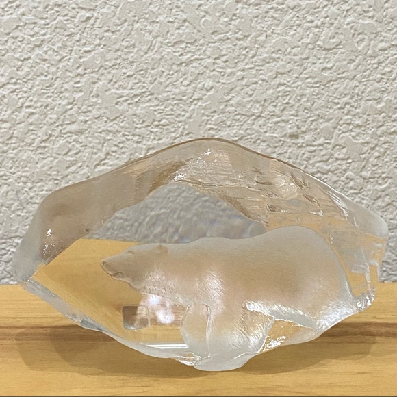 Mats Jonasson Sweden Full Lead Crystal Clear Polar Bear Signed Paperweight - Picture 8 of 12